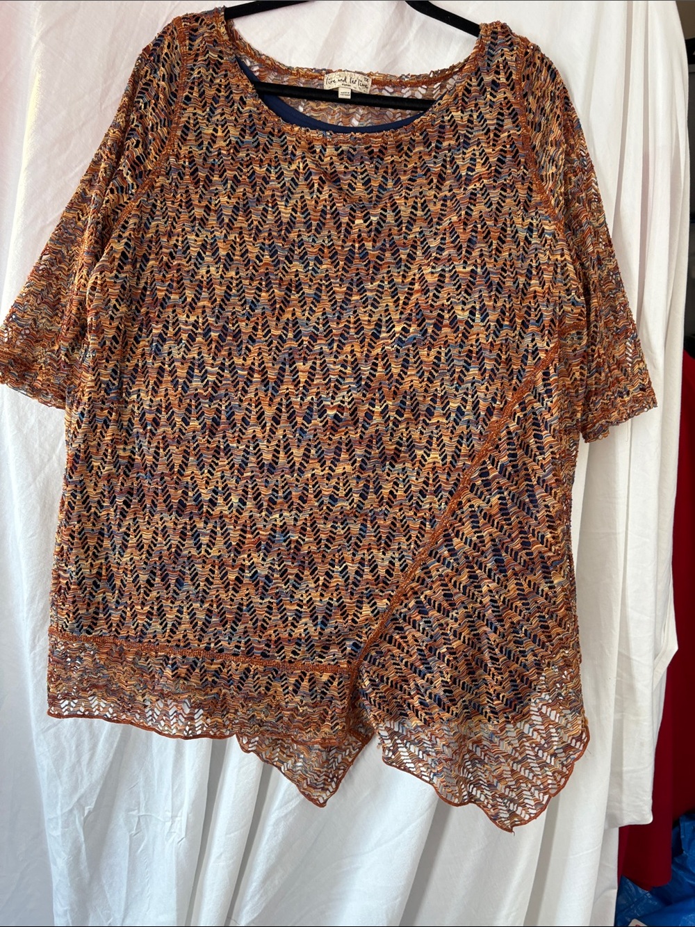 Live and let live Crochet Overlay Women's Top in Burnt Orange